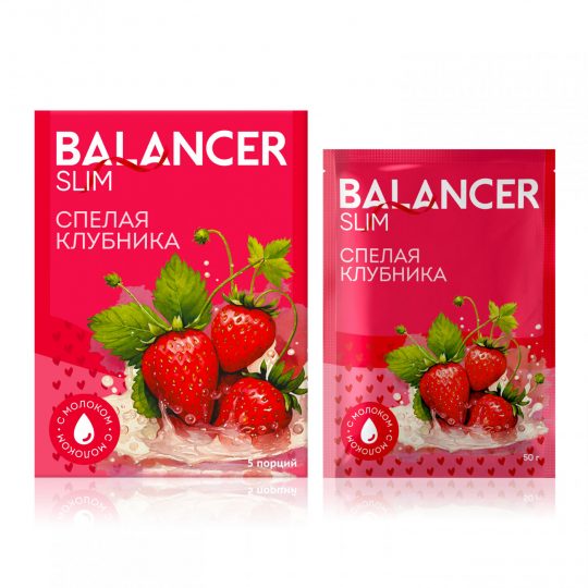 Коктейль BALANCER SLIM со вкусом «Спелая клубника», 5 саше